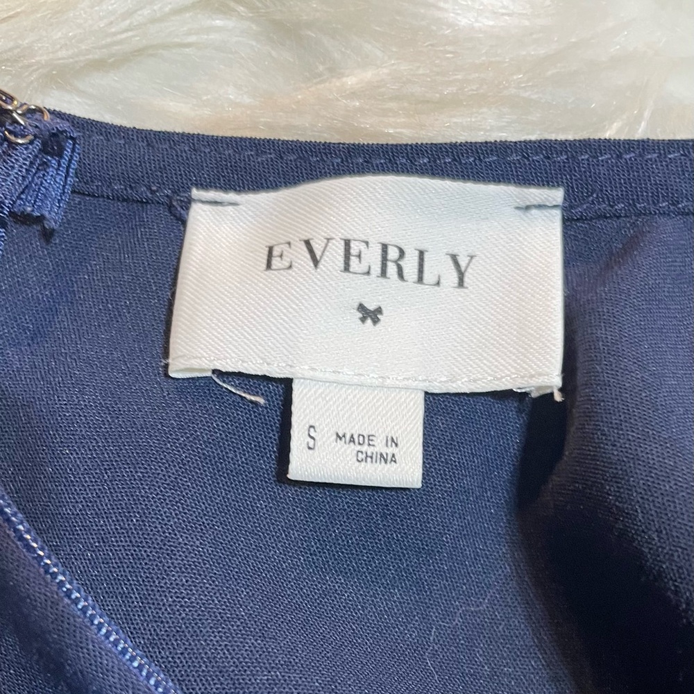#0197 Everly Navy Blue Cross Over Jumpsuit with Dolman Sleeves and V-neck-S - Picture 4 of 8